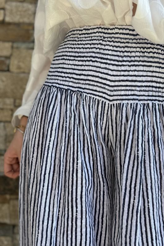 Marina Chalk Stripe Palazzo Pant White